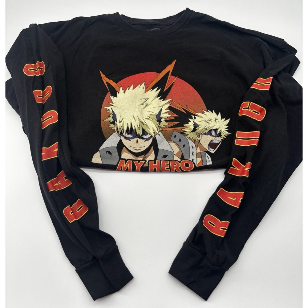 Funimation My Hero Academia Bakugo Black 2XL Long Sleeve T-Shirt Anime